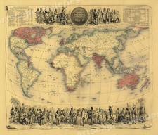 1850 Vintage Style World Map