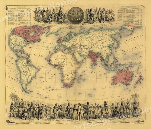 1850 vintage style world - style, map