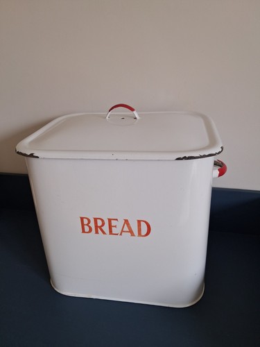 Vintage enamel bread bin with - bin,