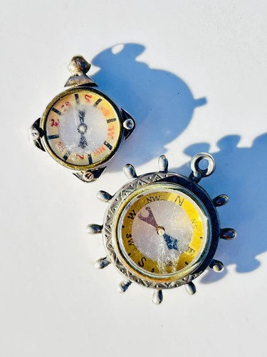 Antique silver compass - 2,