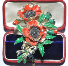 WONDERFUL VINTAGE SIGNED EXQUISITE POPPIES BIRTHDAY SERIES BROOCH