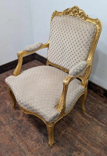Vintage ornate wooden - wooden, armchair
