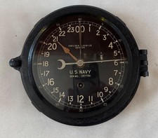 CHELSEA WWII BAKELITE CASE 6INCH 24HR SHIPS CLOCK FOR PARTS OR REPAIR