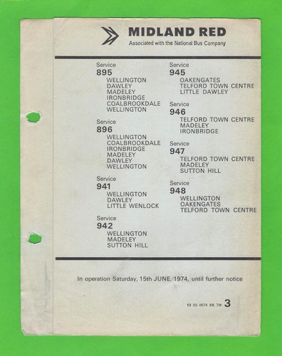 Midland red timetable 895 - red,