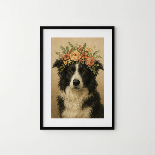 Border collie dog - a4, portrait
