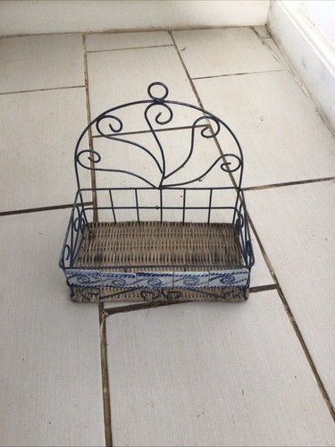 Wicker and tile shelf unit - shelf,