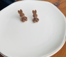 Bunny Rabbit Earrings Flocked