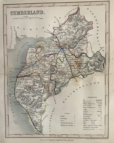 Map cumberland antique - map,