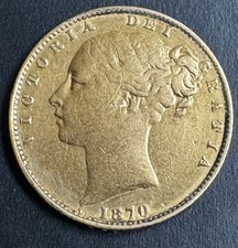  1870 Queen Victoria shield back Full Gold Sovereign - Die 121