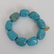 LOLA ROSE Ocsy Blue Turquoise Howlite Elasticated Chunky Bead Bracelet