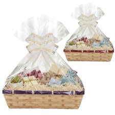 Rectangle Wicker Basket Xmas Hamper Make Your Own Hamper Kit Gift Wrap Set