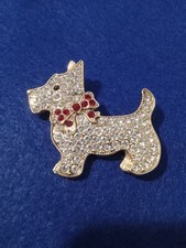 Womens Westie Crystal Broach
