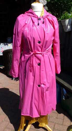Shiny pink pvc raincoat with - raincoat,