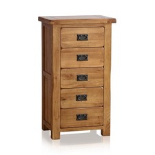 Rustic Oak 5 Drawer Tallboy