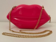 Lulu Guinness Lookalike Shocking Pink Lips Crossbody Bag