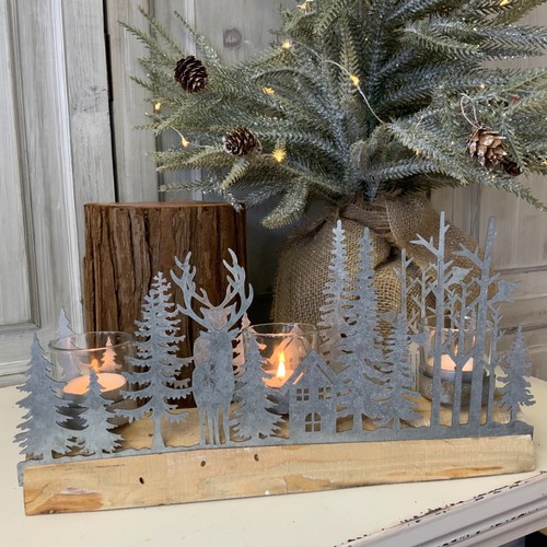 Christmas metal woodland scene - christmas,