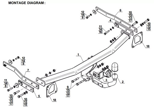 Swan neck tow bar for - swan, renault