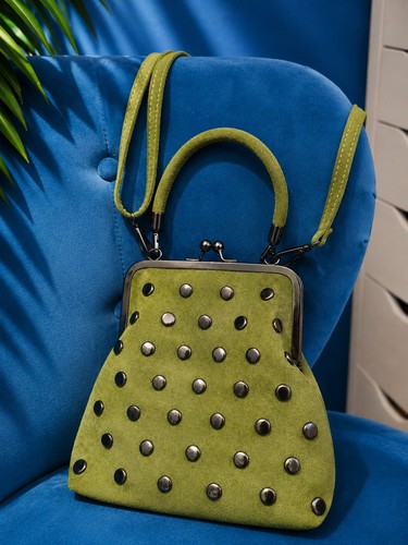 Faux suede olive green - suede, handbag