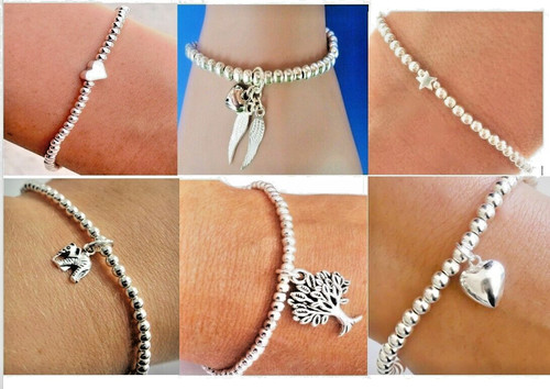 Silver plated bead heart - plated,