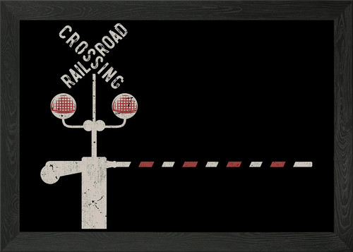 Railroad crossing sign - crossing, framed
