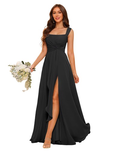 Square neck chiffon bridesmaid - chiffon,