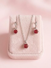Ruby Red Jewellery Set Halo