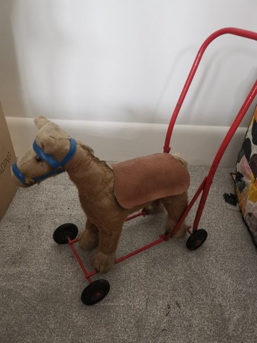 Vintage push along horse toy - push,