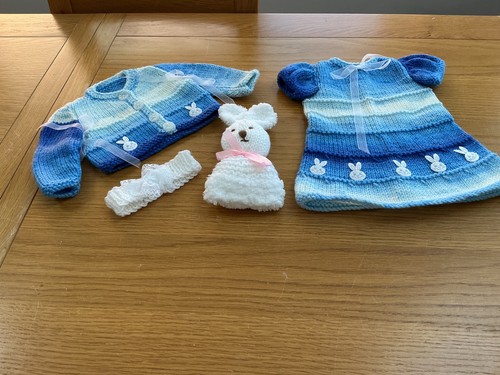 Hand knitted blue - hand,