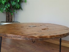 Industrial Wooden Cable Reel Drum Round Coffee Table 