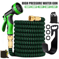 150ft Heavy Duty Expandable Garden Hose Flexible Pipe 7 Pattern Spray Gun Water