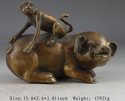 Vintage bronze handcarved - handcarved, pig