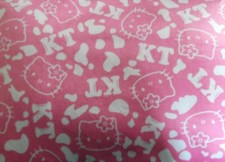 Vintage 1990's Hello Kitty KT Pink & White Crushed Velvet Fabric 3.2 sq metres