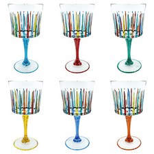 Set of Six 6 Large Murano Wine