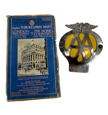 Vintage AA Memorabilia Genuine Car Badge Plus London & Home Counties AA Map