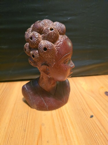 Vintage african carved bust - african,