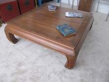 Large hardwood  Opium style coffee table. Indonesian? Asian.   size  118cm Max.