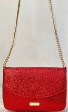 Jimmy Choo Parfum Red Glitter   Crossbody Bag + Gold Chain Strap Brand New 