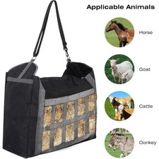 Horse Hay Bag Slow feed Adjustable Strap Livestock Feeding Paddock Feeder for