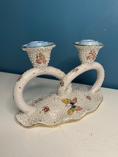 Vintage Deruta Pottery Candleholder Hand Painted Candlestick Italy