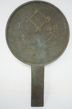 Japanese Hand Mirror Copper or Bronze Tekami Meiji-Taisho Era from Japan 0326D4