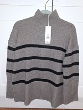BNWT White Company Wool Rich Breton Stripe Oversized Jumper in Nutmeg £130.00