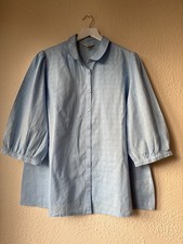 New Ex Seasalt Hope Cottage Blouse Pale Blue Sizes 16-22