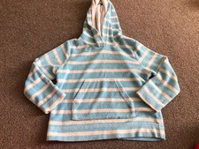 MINI BODEN BLUE & WHITE STRIPE TOWELLING HOODIE AGE 3-4 YEARS 