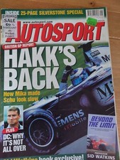 Autosport 19-07-2001 Mika Hakkinen//Johnny Herbert + Rockingham 500 A3 poster 