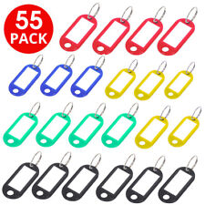 55x KEY TAGS Assorted Coloured Plastic Rings ID Tags Card FOB Label Car Flats UK
