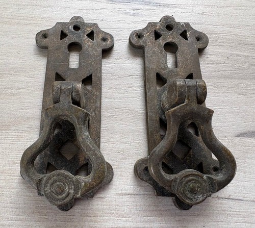 Pair antique drop handles 8cm - antique,