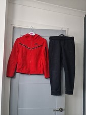 Boys Red And Black Nike Tech Fleece Tracksuit Set, Size Medium