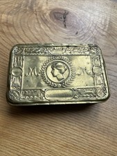 1914-1918 Princess Mary WW1 Brass Christmas Tin Antique Box Empty Original Rare