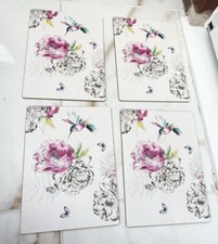 Place mats Set White Coffee Tea Table Dining X4 - Flora- 29 By 21cm
