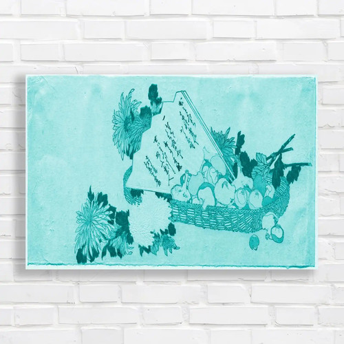 Vintage botanical floral teal - vintage,